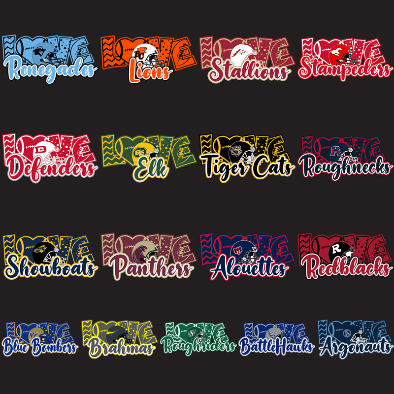 Canada Football Teams PNG Bundle: 17 Love & Football Designs