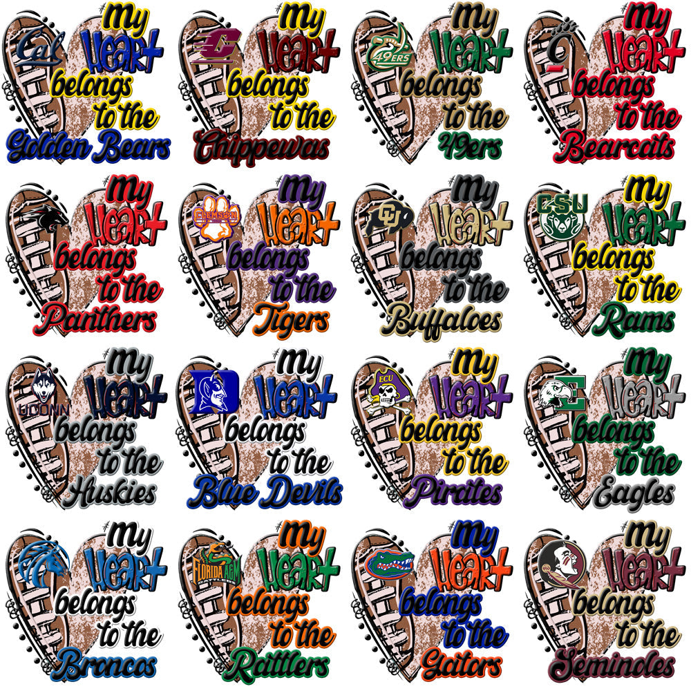 98 NCAA College Heart PNG Designs Bundle: Perfect for Crafts & Teams