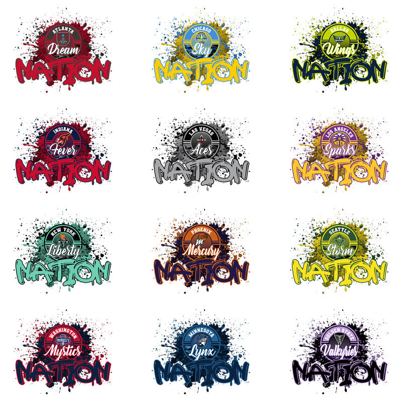 12 Women's Basketball Team Nation Designs: PNG Bundle