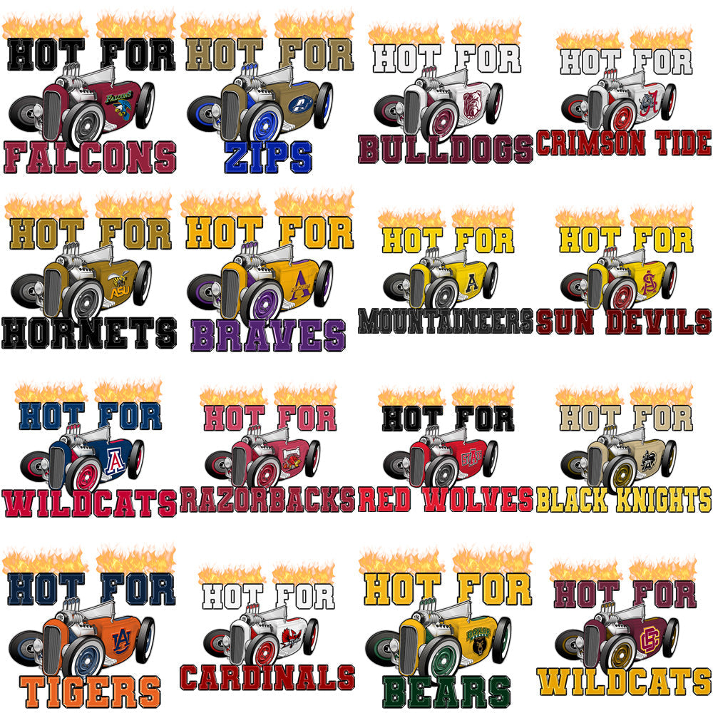 121 NCAA College Hot Rod PNG Designs: Race Car Graphics Bundle