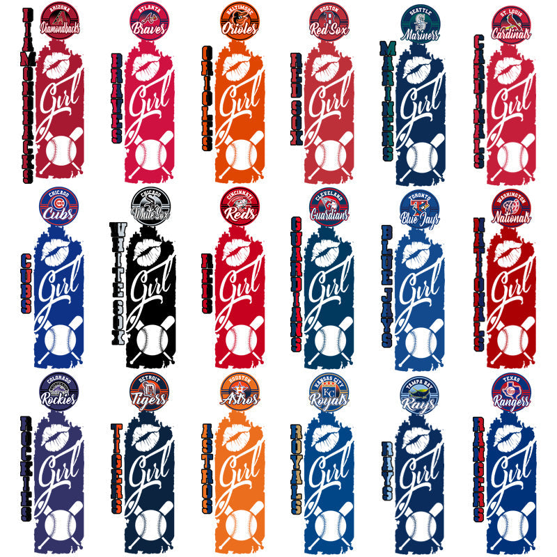30 MLB Team Girl PNG Designs Bundle: Baseball Team Graphics