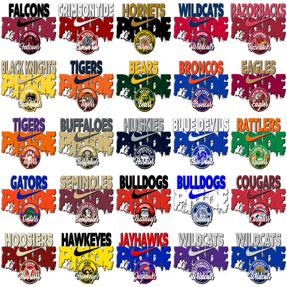 60 NCAA College Team Nike Pride PNG Designs Bundle