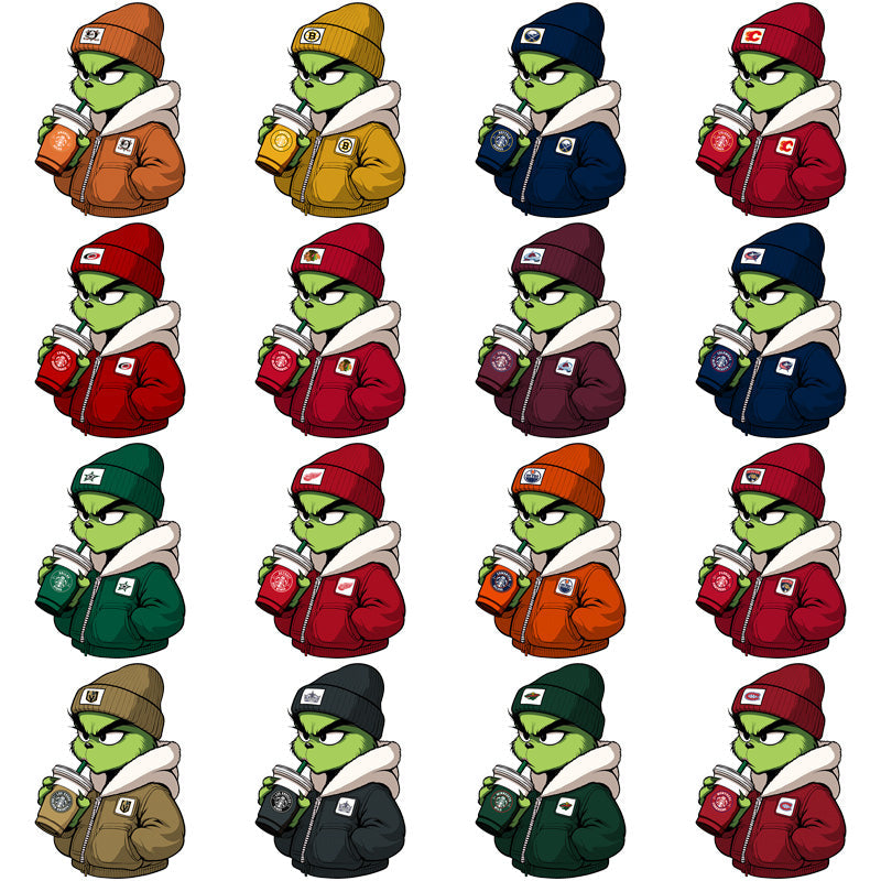 32 Grinch Starbucks Hockey Team PNG Designs Bundle