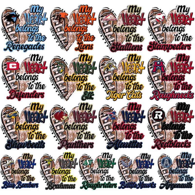 Canada Football Teams PNG Designs Bundle: 17 Team Logos