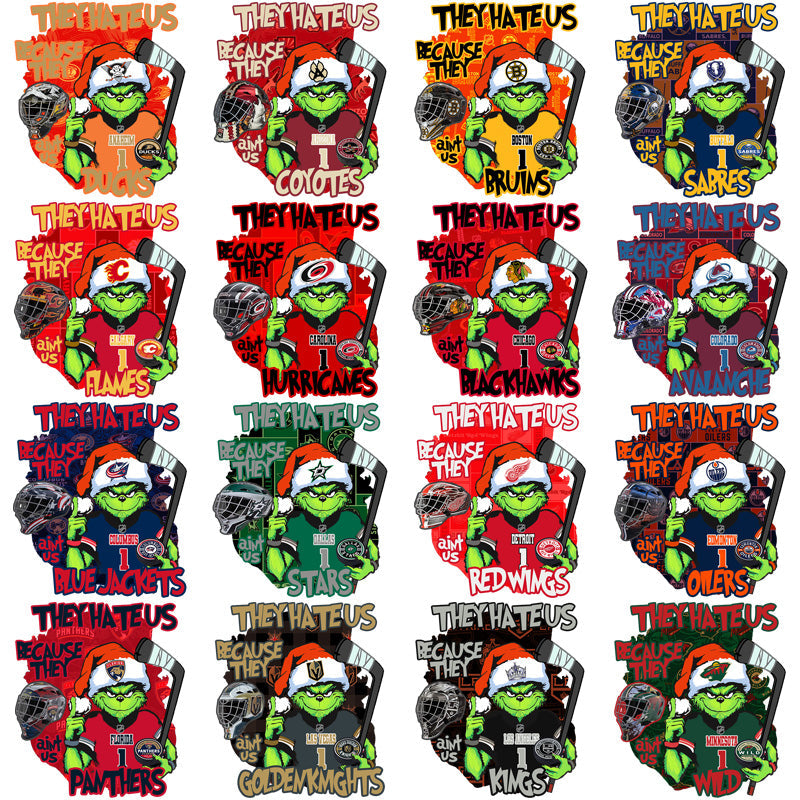 32 Grinch-Themed Ice Hockey Team PNG Designs Bundle