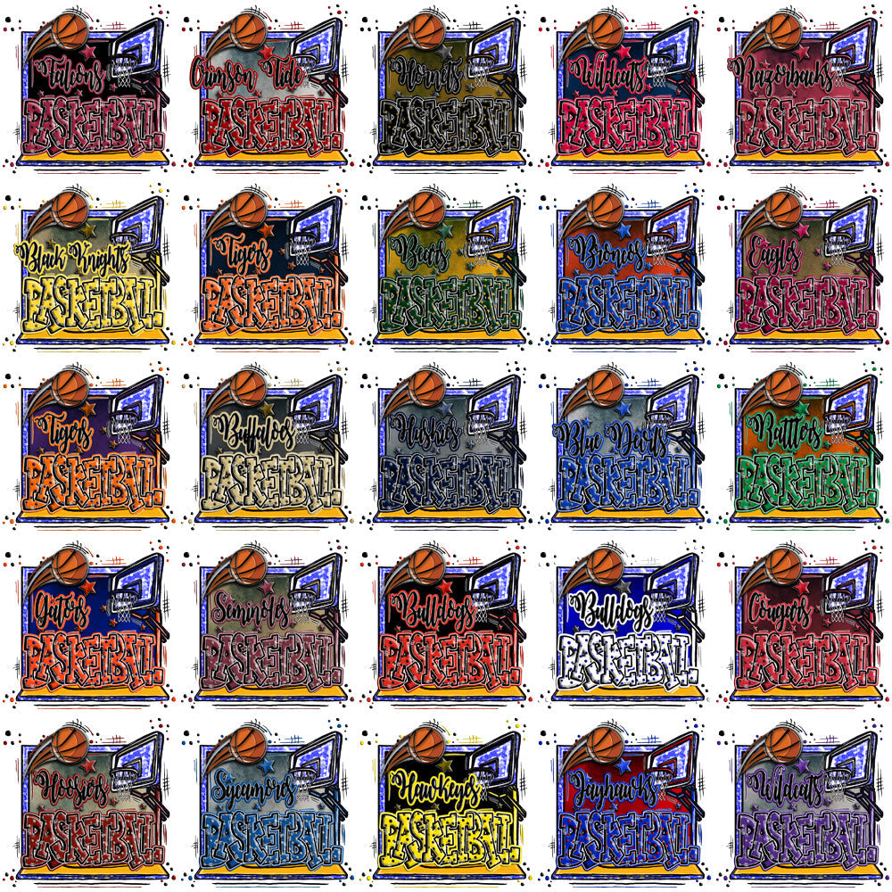 62 Retro NCAA College Basketball Team Logos: PNG Bundle for Designers