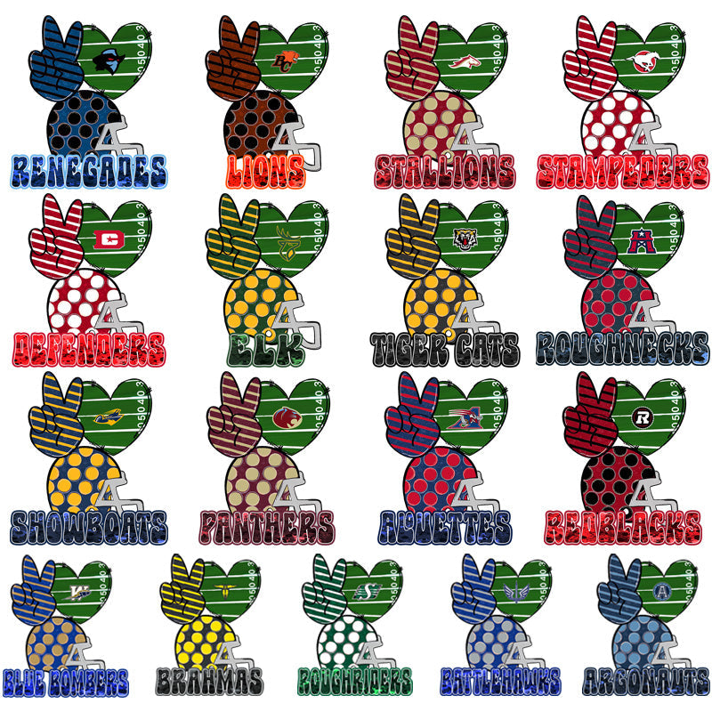 Canada Football Teams Peace Love PNG Bundle: 17 Designs