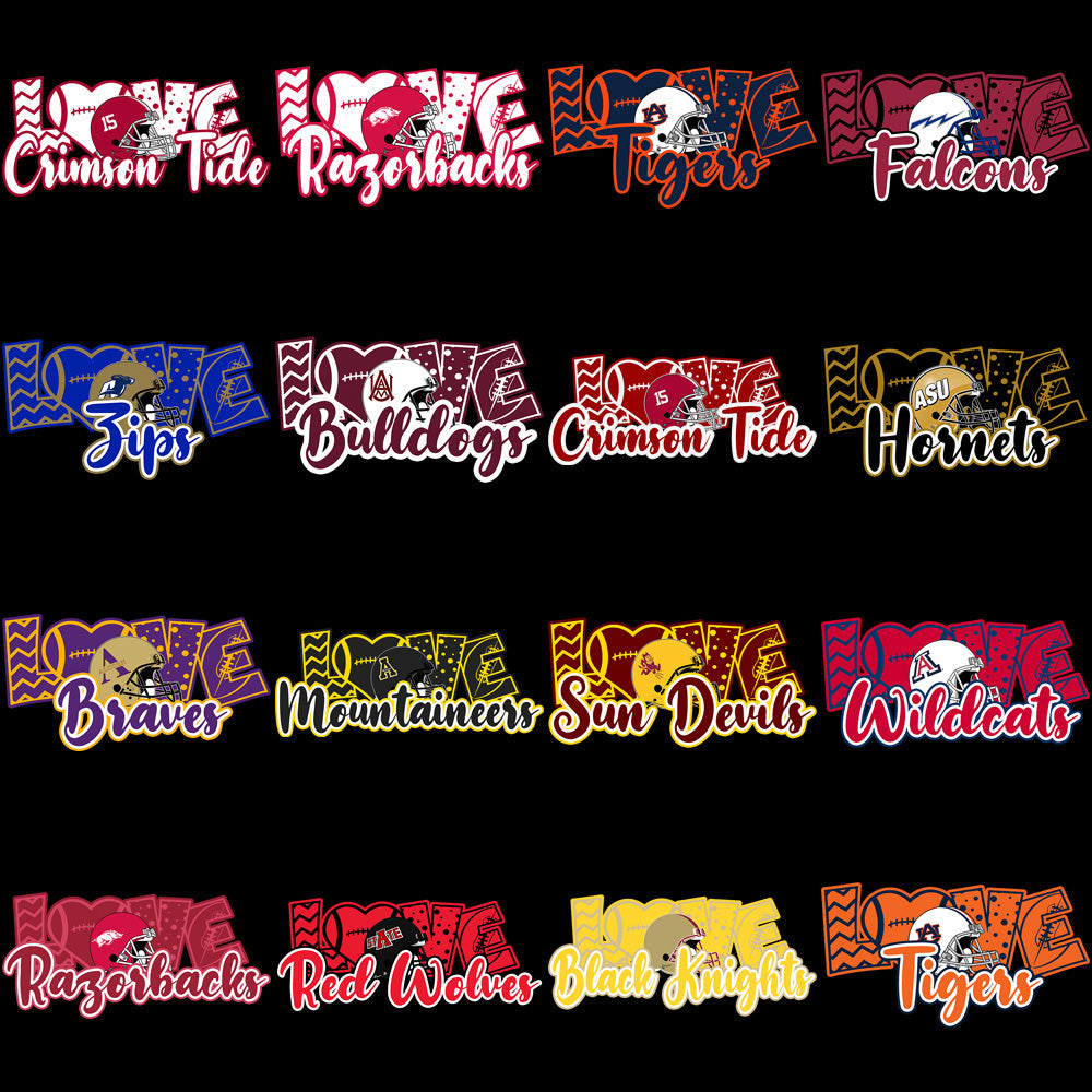 139 NCAA College Football PNG Designs: Love & Game Graphics Bundle