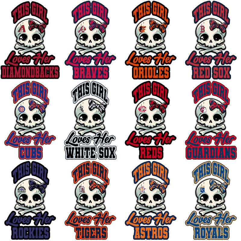 30 MLB Team Baseball Girl PNG Designs Bundle
