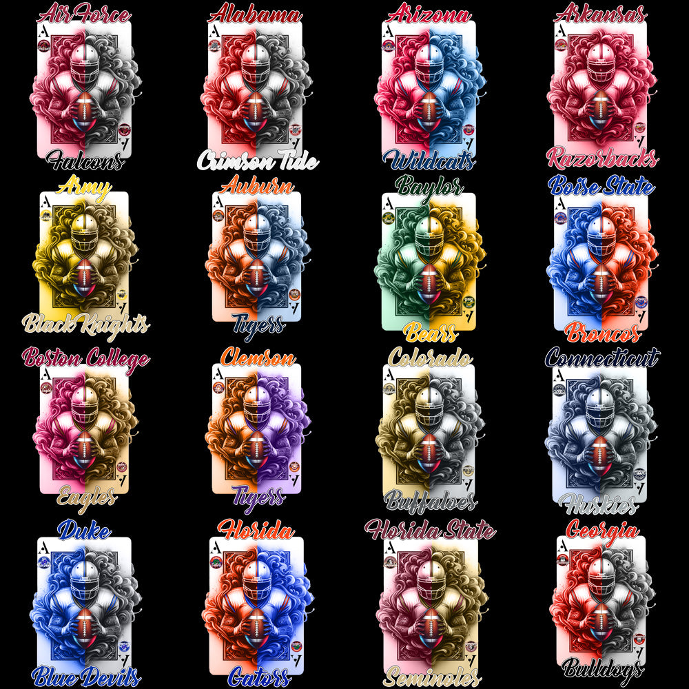 55 NCAA College Football Team PNG Card Designs Bundle
