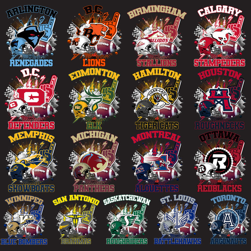 Retro Canadian Football Team Logos: 17 PNG Designs Bundle