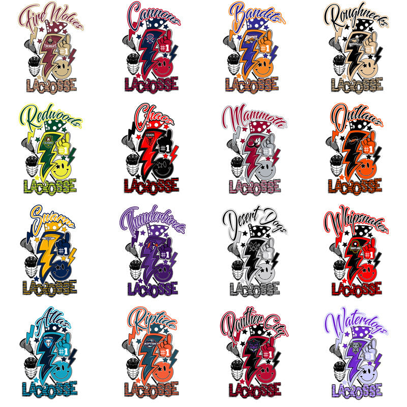Lacrosse League Team Bolt Designs: 23 PNG Bundle