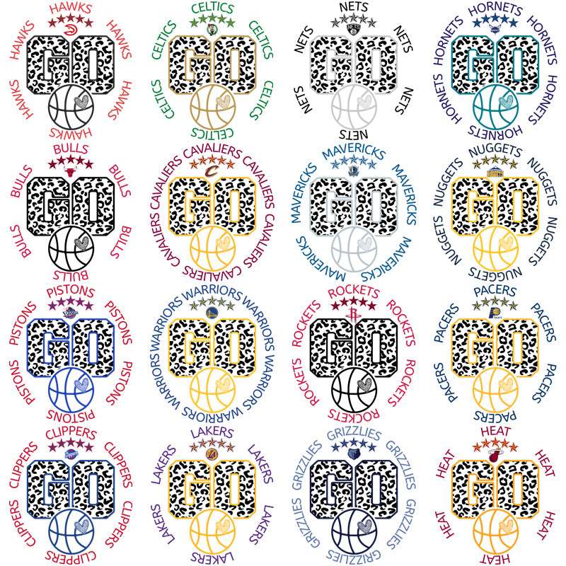 30 Basketball Teams Go Team Circle Designs Bundle PNG