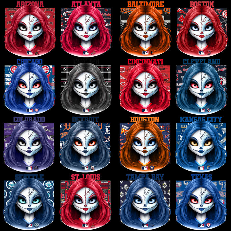 30 Baseball Team Zombie Girl PNG Bundle: Spooky Sports Designs