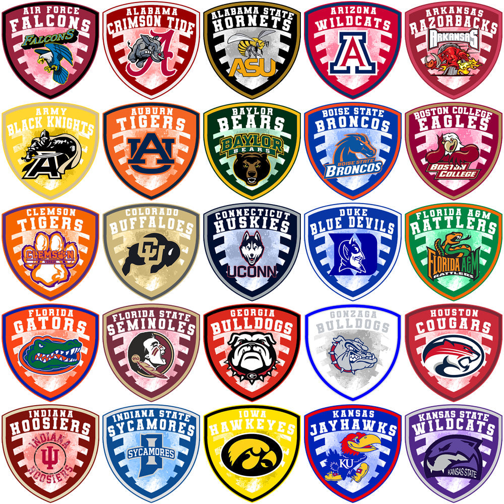 62 NCAA College Team Shield Logos: PNG Bundle for Design Projects