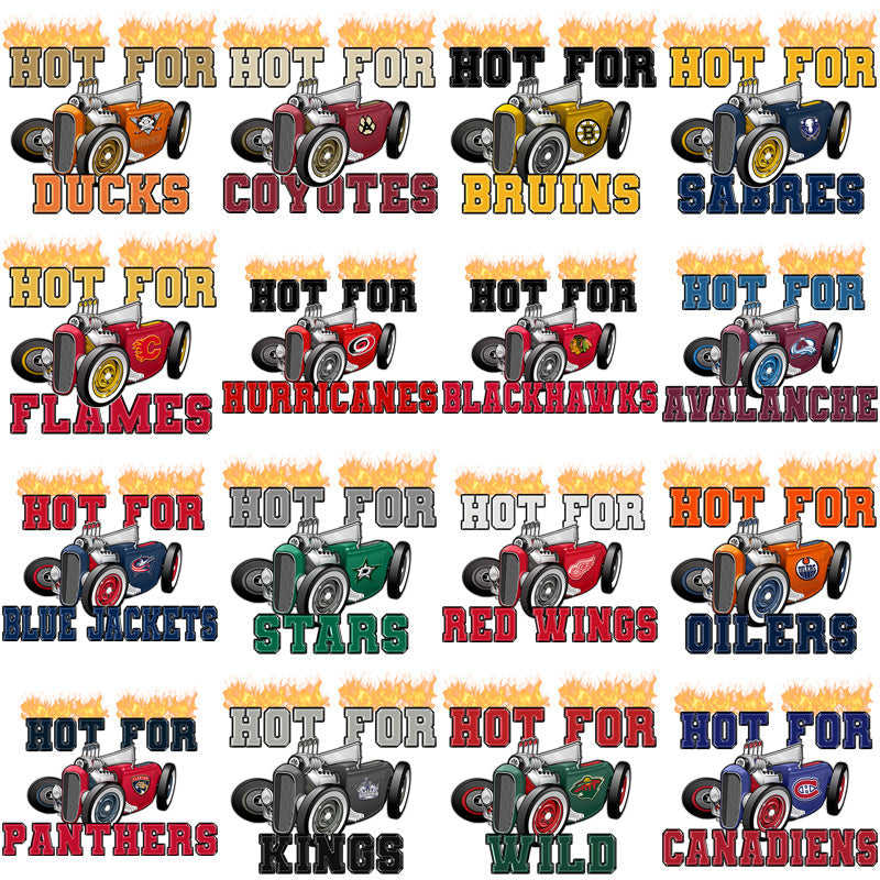 32 Hot Rod Ice Hockey Team Designs: PNG Bundle