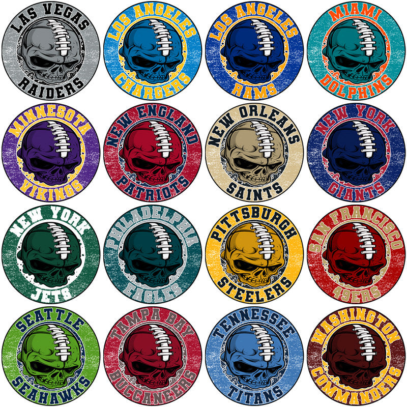 32 Premium Football Skull Logo PNG Bundle:  Team & League Designs