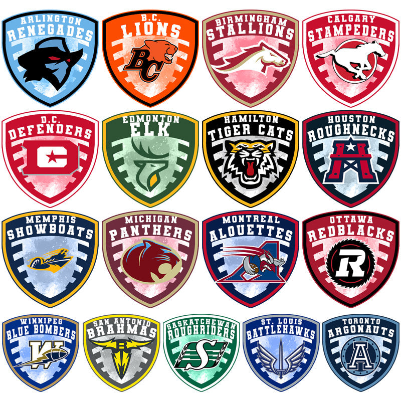 Canada Football Team Shield Logos: 17 PNG Designs Bundle