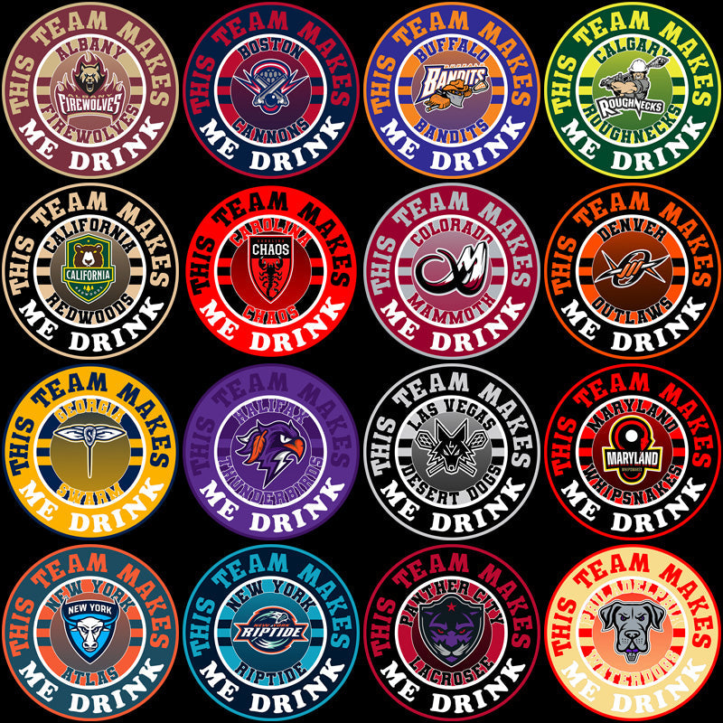 Lacrosse League Team Drink Designs Bundle: 23 PNGs