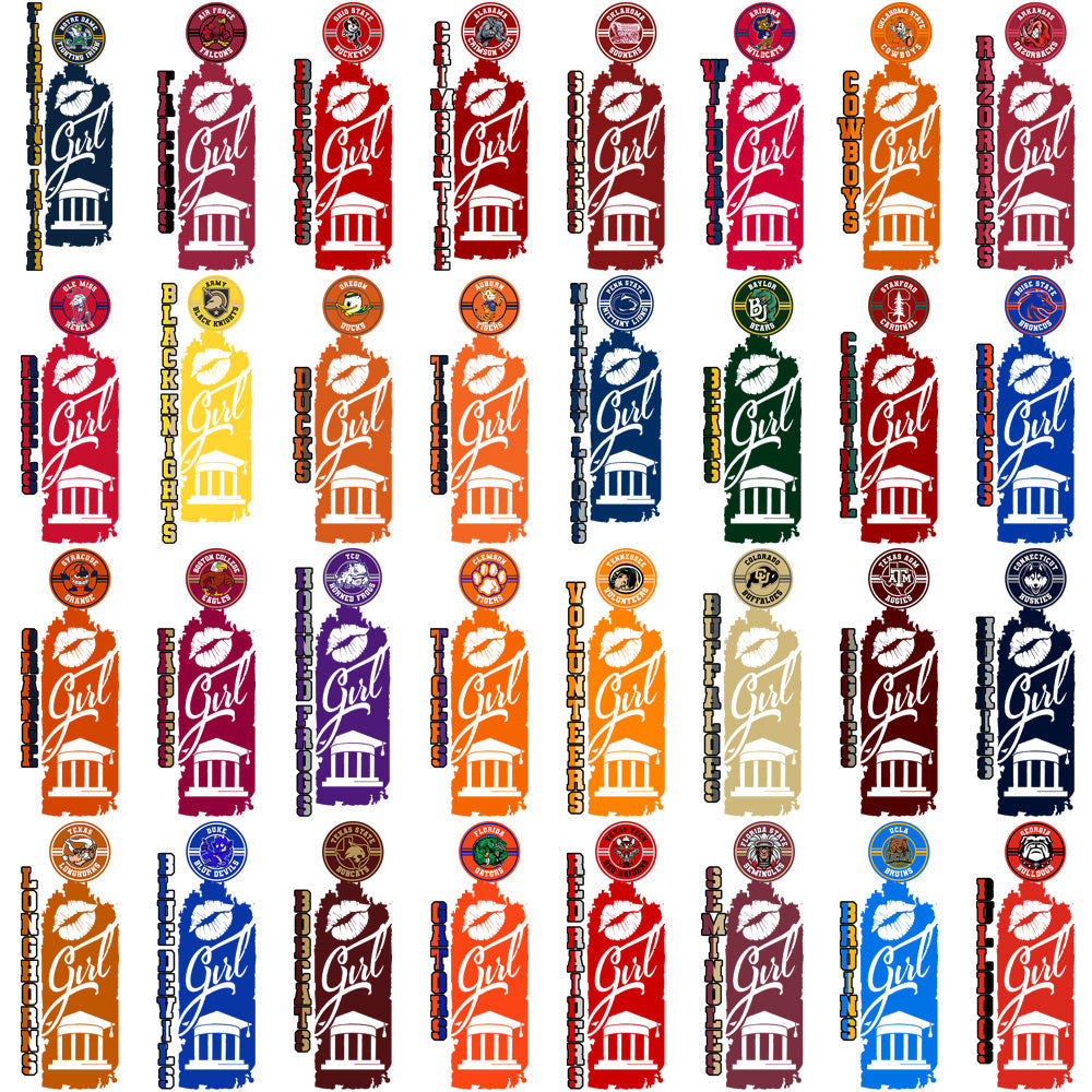 54 NCAA College Team Girl PNG Designs Bundle: Cheerleading, Mascot & More!