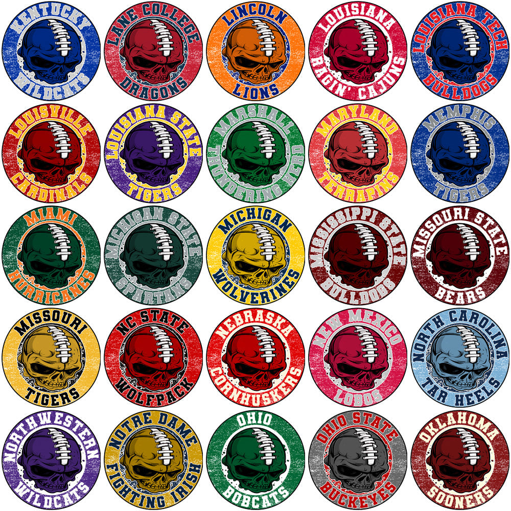 66 NCAA College Team Skull Logo PNG Bundle: High-Resolution Designs