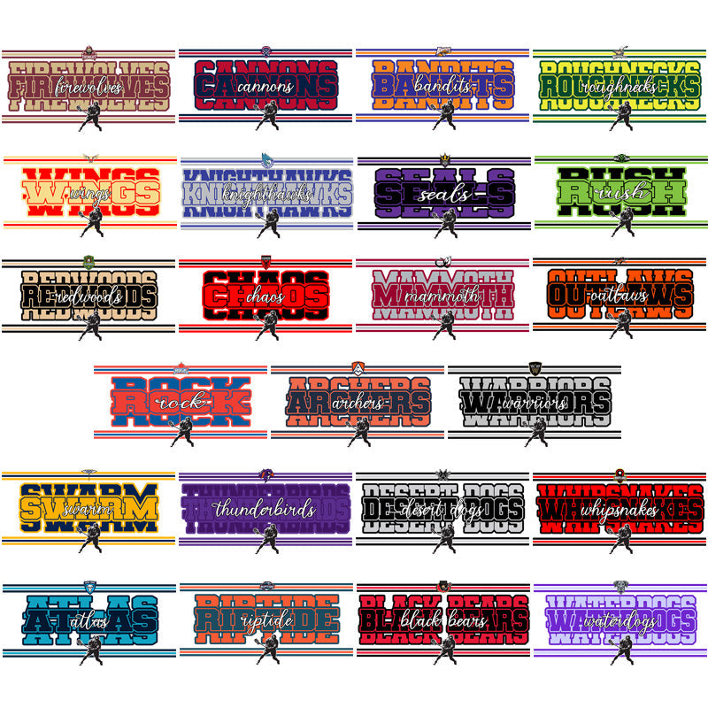 Lacrosse League Team Names & Stripe Designs Bundle: 23 PNGs