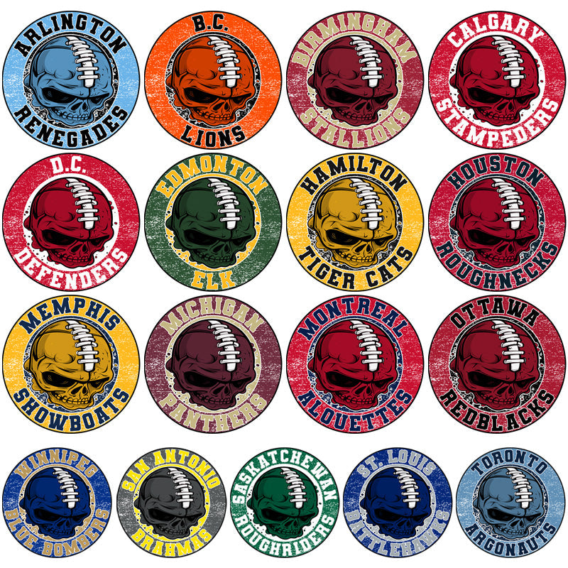 Canadian Football Team Skull Logo Bundle: 17 PNG Designs