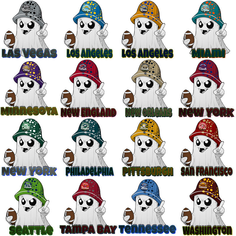 32 NFL Team Ghost Town PNG Bundle: Spooky Football Graphics