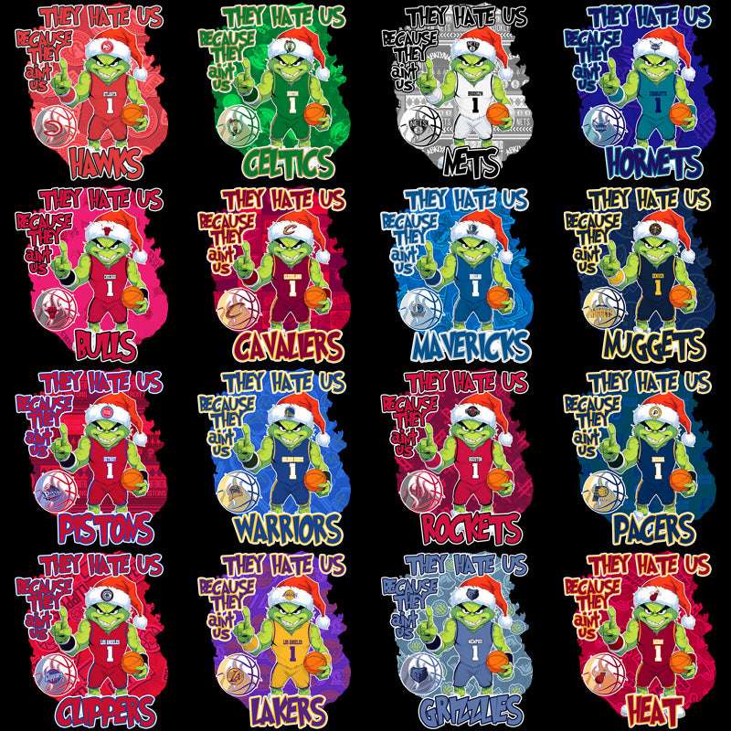 30 Basketball Teams Grinch They Hate Us v2 Designs Bundle PNG