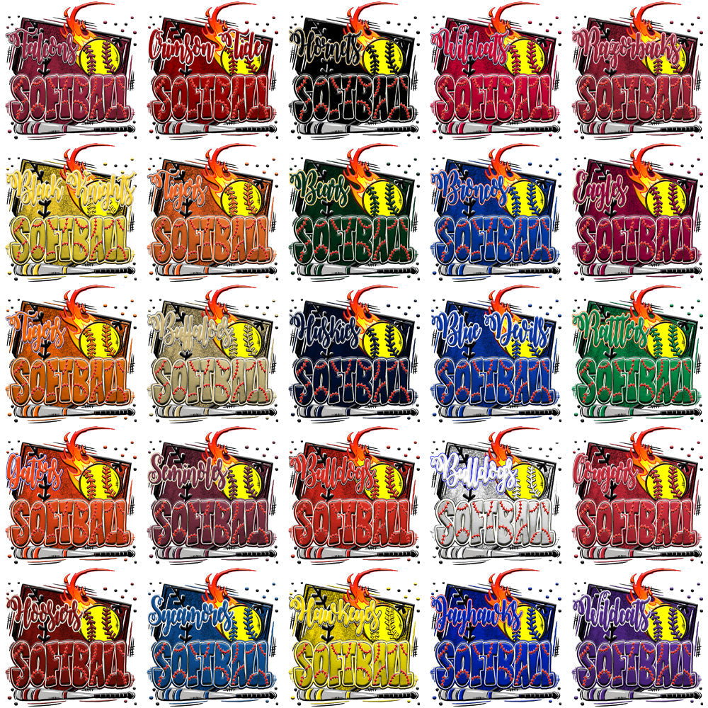 62 NCAA College Softball Team PNG Plate Designs Bundle