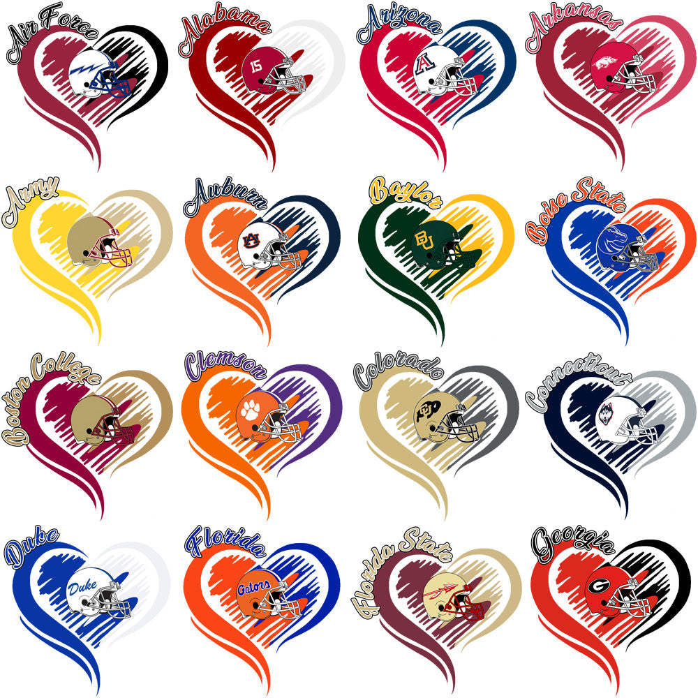 55 NCAA College Team Heart PNGs: Perfect for Crafts & Fan Gear