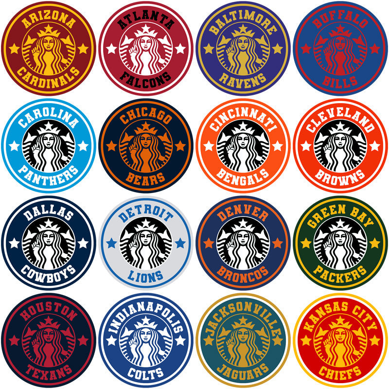 32 NFL Team Starbucks Logos: PNG Bundle for Download