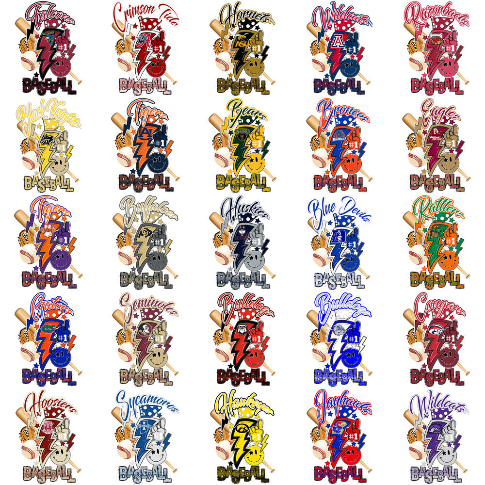 62 NCAA College Baseball Team Bolt PNG Designs Bundle