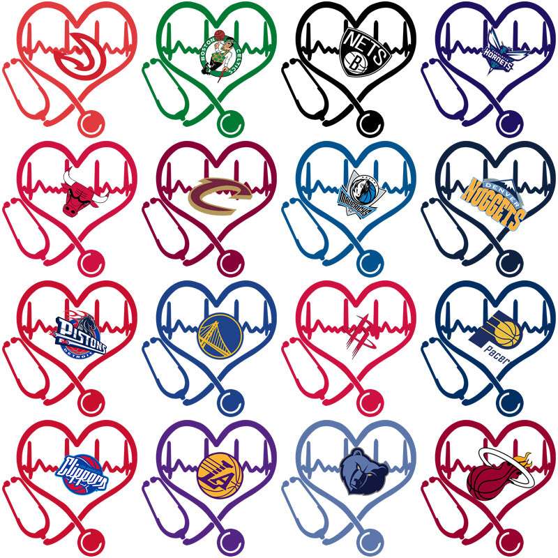 30 Basketball Teams Heart Beat Designs Bundle PNG
