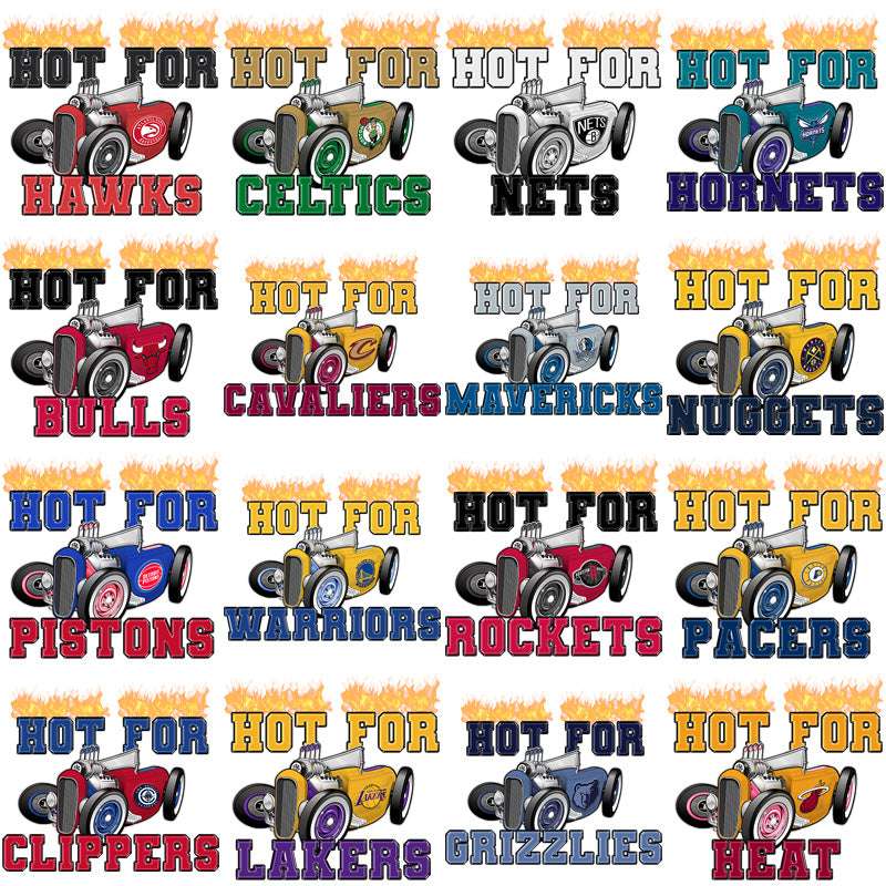 30 Basketball Teams Hot Rod Designs Bundle PNG