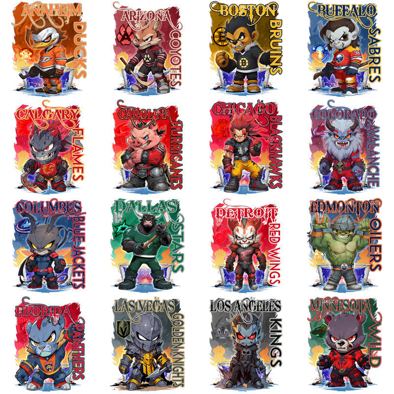 32 Ice Hockey Team Mascot PNGs: Monster Designs Bundle