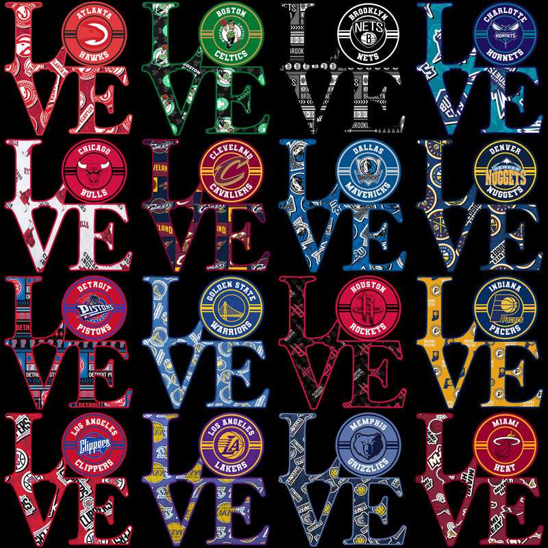 30 Basketball Teams LOVE Designs Bundle PNG
