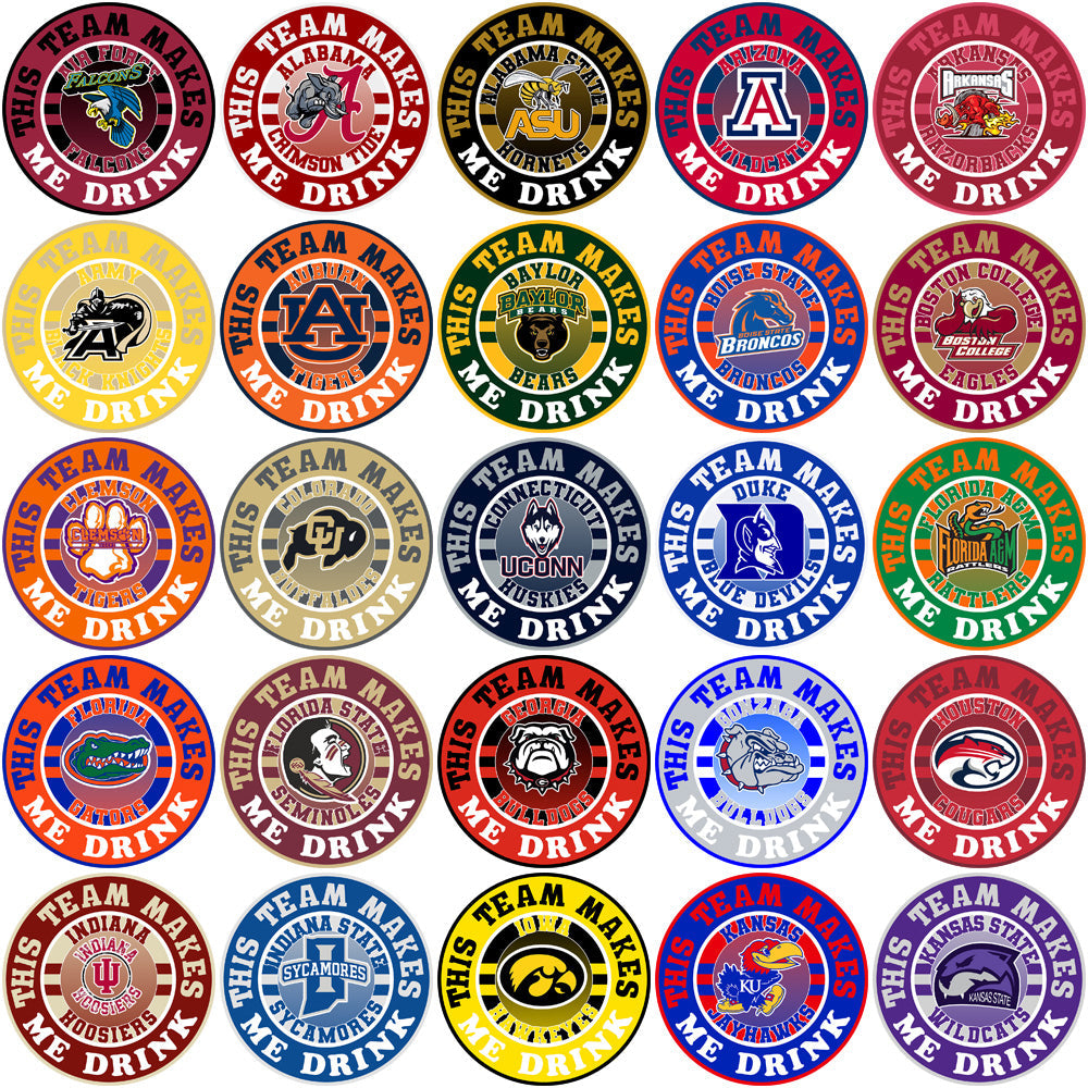 62 NCAA College Team Drinking Designs PNG Bundle