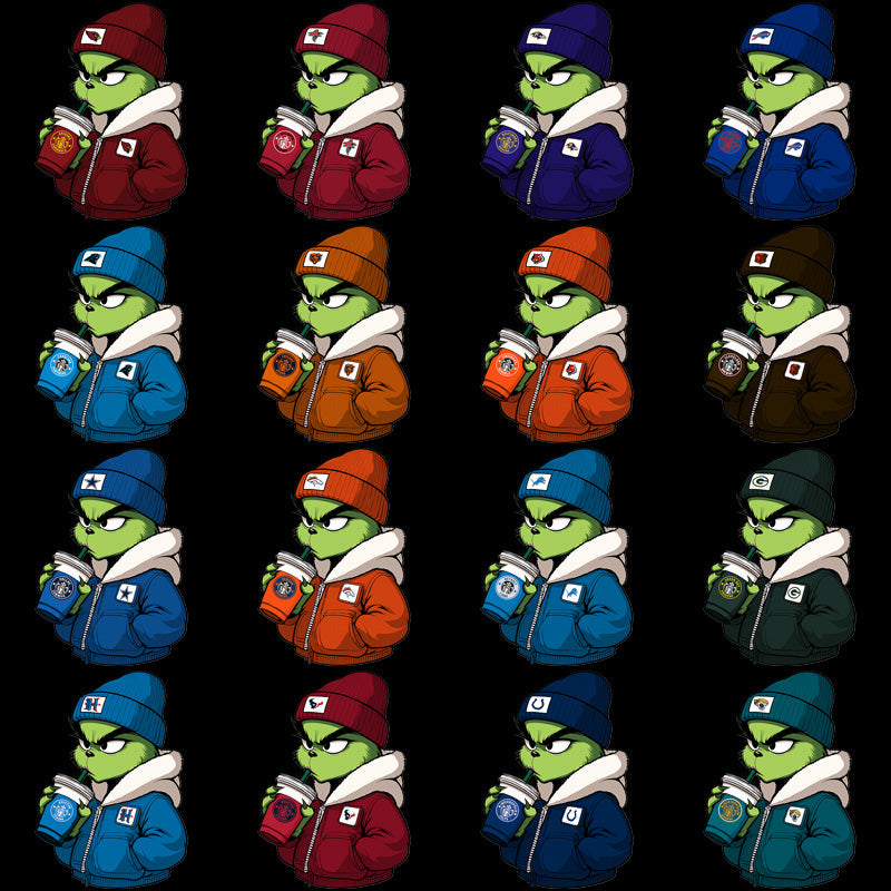 32 NFL Team Grinch Starbucks PNG Bundle: Christmas Football Fan Designs