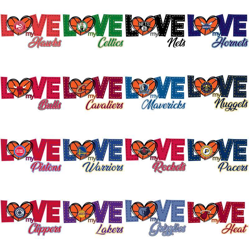 30 Basketball Teams Love My Team Designs Bundle PNG