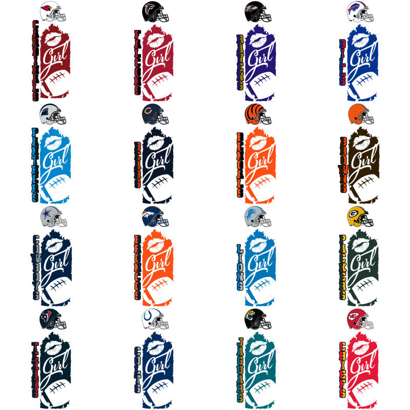 32 Football Team Girls' PNG Designs Bundle: Cheerleader, Mascot & More!