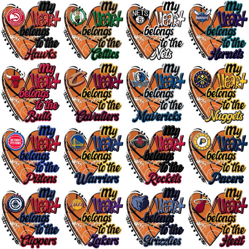 30 Basketball Teams My Heart Belongs Designs Bundle PNG