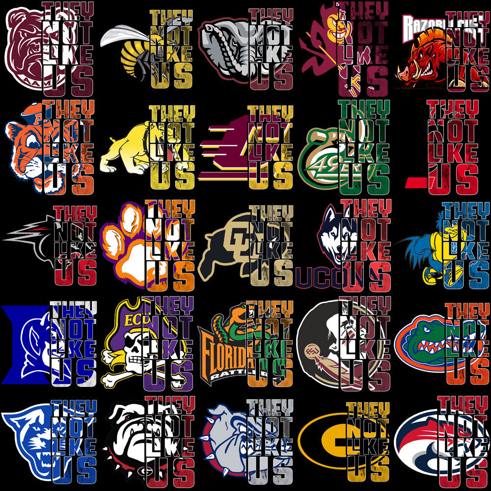 60 NCAA College Team Mascot PNG Designs: Not Like Us Bundle