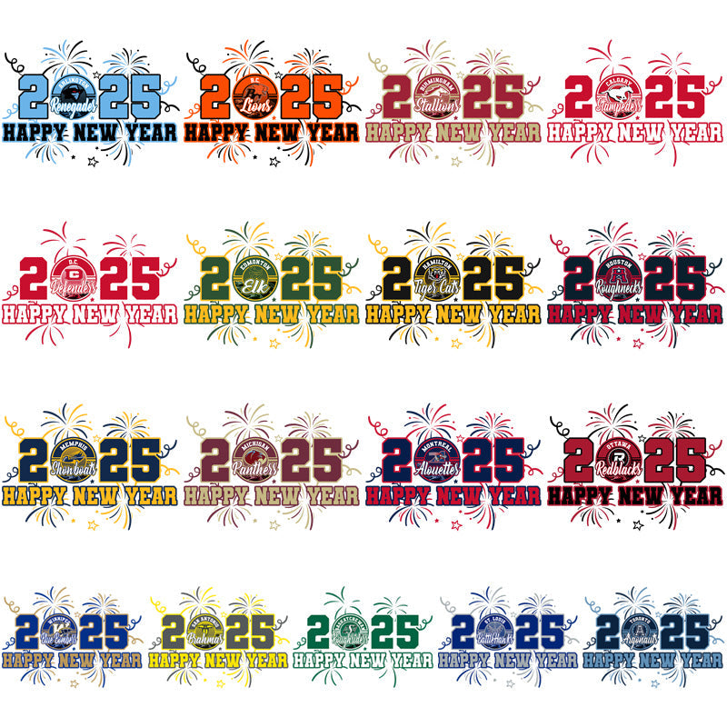 2025 Canadian Football Team New Year's PNG Bundle: 17 Designs