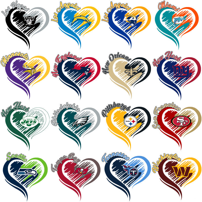 32 Football Team Heart PNG Designs Bundle: Perfect for Fans & Crafts