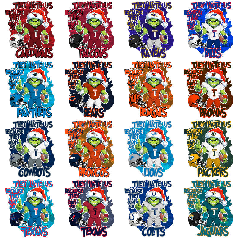 32 NFL Team Grinch "They Hate Us" PNG Designs Bundle