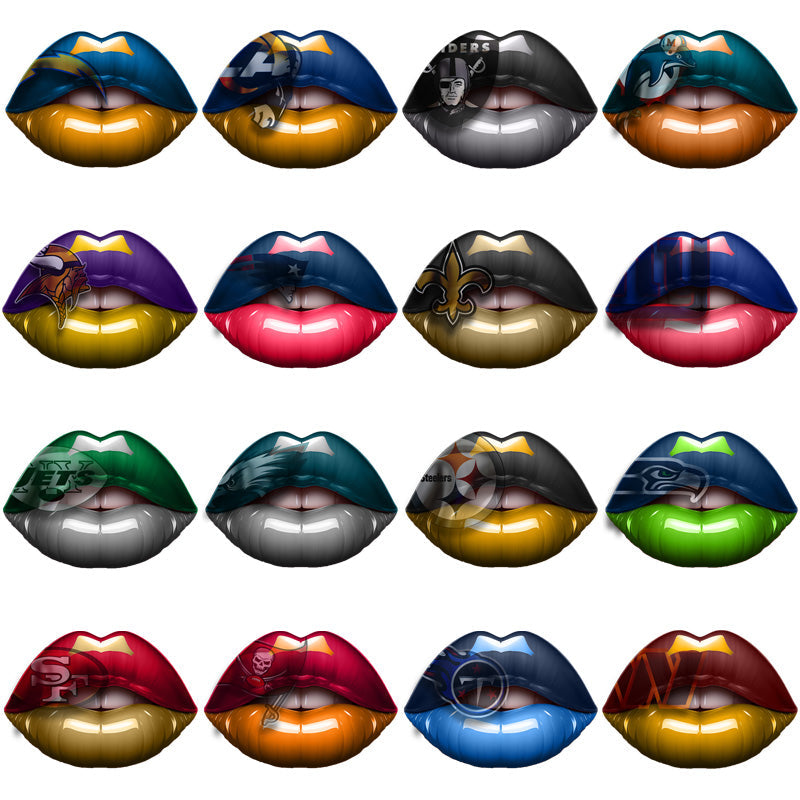 32 NFL Team Lips PNG Bundle: Downloadable Designs