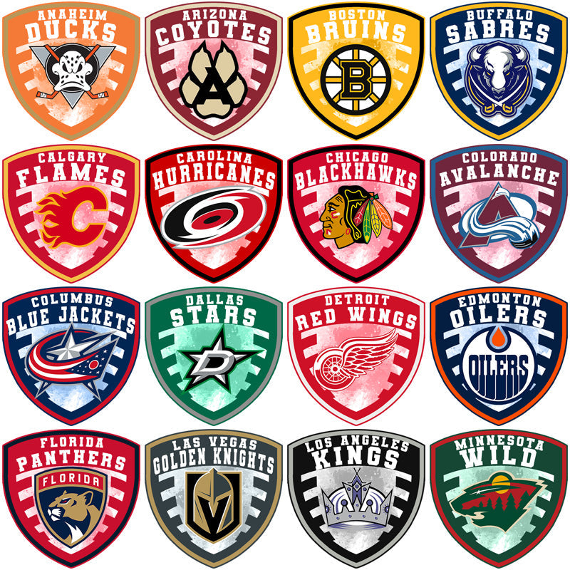32 Premium Ice Hockey Team Shield Logos: PNG Bundle