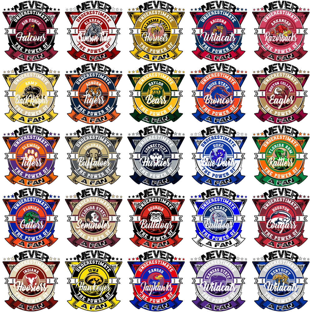 60 Underrated NCAA College Team Fan Designs: PNG Bundle