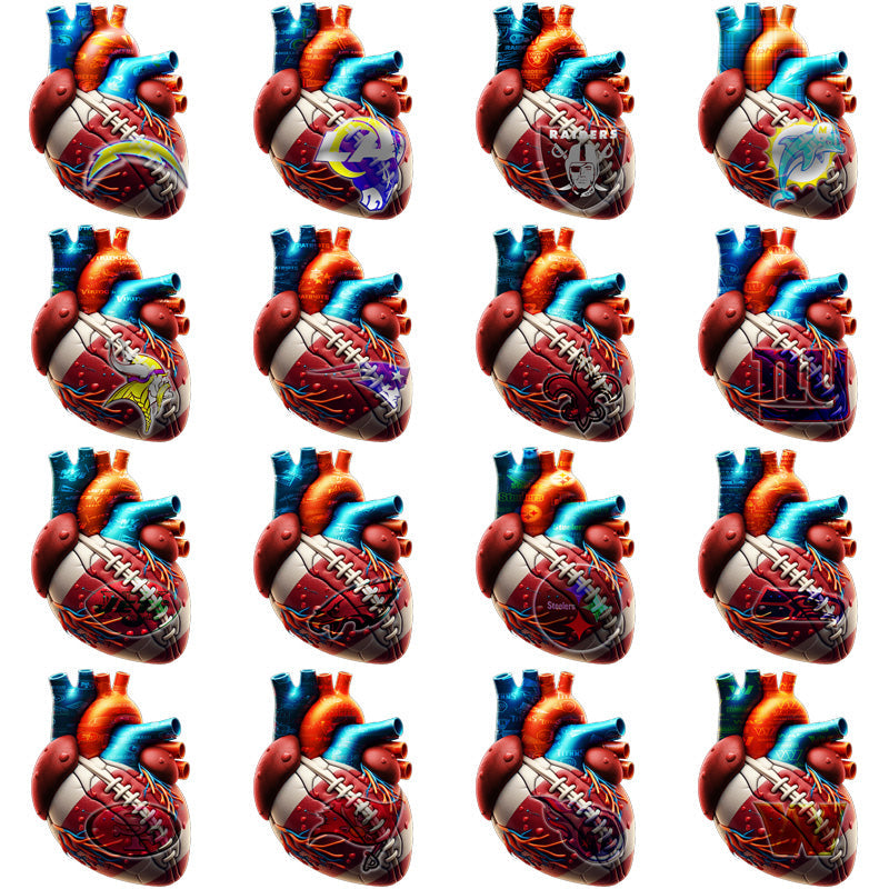 32 NFL Team Logos: Heart-Shaped PNG Bundle for Crafts & Designs